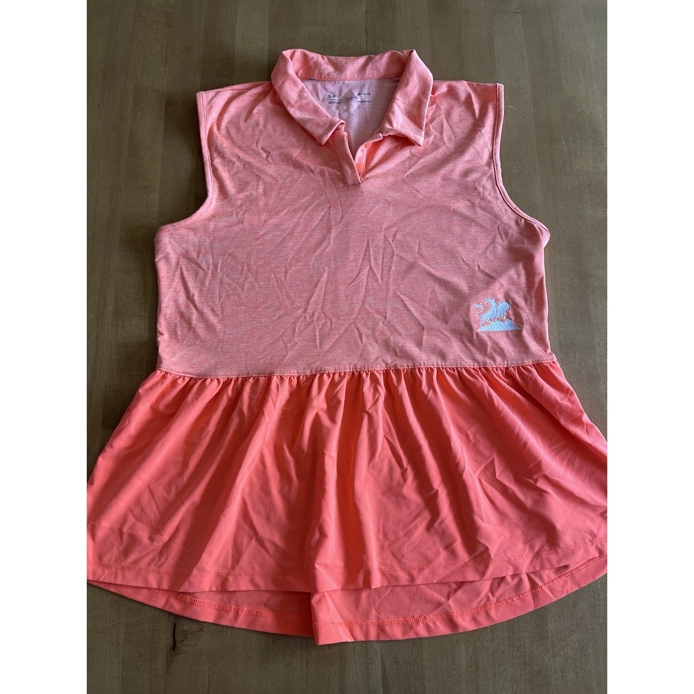 Under Armour HeatGear Women's Large Sleeveless Golf Dress Polo Coral Pink Logo